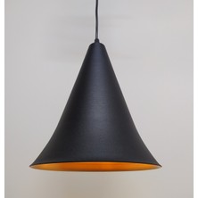 Mylights  Retro Rustik Metal Sarkıt Avize Siyah  Içi Altın