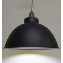 Mylights   Retro  Siyah  Içi Siyah Metal Sarkıt Avize Krom Askılı