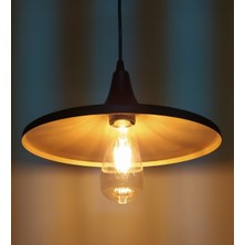 Mylights  Retro  Rustik Metal Sarkıt Avize Siyah  Içi Sarı  27 cm En