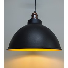 Mylights  Retro Rustik  Bakır Askılı Metal Sarkıt Avize Siyah  Içi Altın