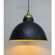 Mylights  Retro Rustik Avize Siyah  Içi Altın  Gold Askılı