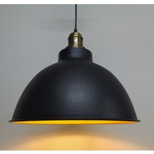 Mylights   Retro Rustik Metal Sarkıt Avize Siyah  Içi Altın Eskitme Asklı