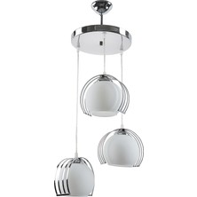 Mylights   Krom  Üçlü Modern Sarkıt Avize Spor Avize Opal Cam  30CM
