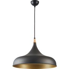 Mylights Retro Siyah Içi Sarı Metal Sarkıt Avize Tekli Avize