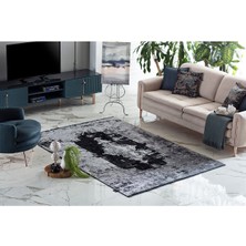 Gümüşsuyu  Deco Milano 12255 Yüksek Kalite Modern Yıkanabilir Siyah Salon Halısı Polllini Halı