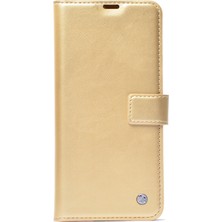 Case World Samsung Galaxy A13 5g Deri Deluxe Kapaklı Cüzdanlı Kılıf - Gold