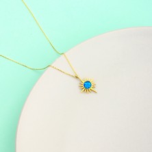 Ravza Gümüş 925 Ayar Gümüş Opal Taşlı Kutup Yıldızı Kolye