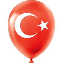 Masho Trend 1 Çift Mat Kırmızı Beyaz Ponpon + 1 Bayrak + 1 Balon - Amigo Gösteri Ponponu - 23 Nisan Ponpon