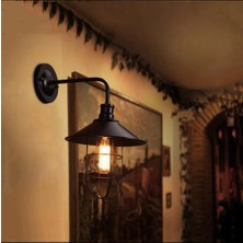 Rsylight Rys Siyah Retro Metal Kafesli Dekoratif Duvar Aplik