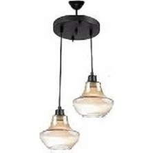 Rsylight Rys Retro 2 Li Rustik Bal Camlı Dekoratif Sarkıt Avize Çap:30 cm