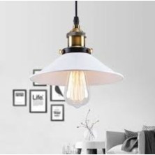 Rsylight Retro Beyaz Başlıklı Eskitme Askılı Tekli Sarkıt Avize 23 cm