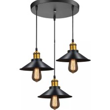 Rsylight Retro Metal Siyah 3 Lü Dekoratif Rustik Sarkıt Avize 30 cm