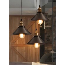Rsylight Retro Metal Siyah 3 Lü Dekoratif 3 Lü Rustik Sarkıt Avize 30 cm