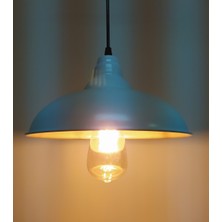 Rsylight Retro Metal Sarkıt Avize Rustik Tekli Sarkıt Beyaz Içi Sarı
