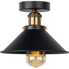 Rsylight Retro Plofonyer Tavan Avize Tekli Siyah Rustik 23CM