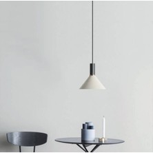 Rsylight Retro Beyaz/siyah Metal Dekoratif Tekli Kafe Mutfak Aydınlatma Avize Çap:30 cm