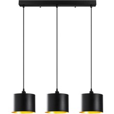 Rsylight Rys Tasarım Retro Metal Siyah Üçlü Sarkıt Avize GENİŞLİK:60CM