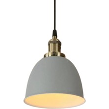 Rsylight Rys Retro Metal Dekoratif Gri Içi Beyaz Tekli Kafe Mutfak Aydınlatma Avize