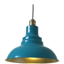 Rsylight Rys Retro Metal Turkuaz Mavi Eskitme Duylu Dekoratif Rustik Metal Sarkıt Avize Çap:30 cm