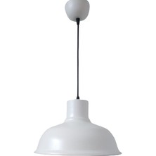 Rsylight Rys Retro Metal Beyaz Içi Beyaz Dekoratif Kafe Mutfak Tekli Sarkıt Avize Çap:30 cm