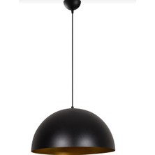Rsylight Rys Retro Metal Dekotatif Siyah Içi Gold Dekoratif Tekli Saklıt Avize Çap:30 cm