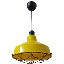 Rsylight Rys Retro Metal Sarı Kafesli Dekoratif Tekli Kafe Mutfak Aydınlatma Avize Çap:30 cm