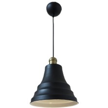 Rsylight Rys Retro Metal Dekoratif Siyah Içi Beyaz Eskitme Duylu Cafe Mutfak Tekli Sarkıt Avize Çap:23 cm