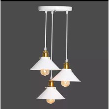 Rsylight Rys Retro Metal Beyaz Dekoratif 3 Lü Sarkıt Avize