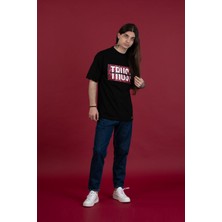 Akçaylar Oversize Bisiklet Yaka Baskılı Erkek Penye T-Shirt