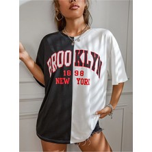 Muwen Butik Brooklyn Çift Renk Baskılı Tasarım Tshirt
