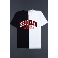 Muwen Butik Brooklyn Çift Renk Baskılı Tasarım Tshirt