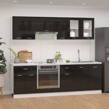 T Designo Tdesıgno Tuana Mutfak 210 cm Tezgah Dahil Değil-Parlak Kapak Siyah