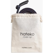 Hateko Erkek Lacivert & Kahverengi  Deri Detaylı Elastik Örme Kemer