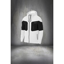 Poseidon Storm Erkek  Beyaz  Supra Penye Kumaş Şeritli Rahat Kapüşonlu Eşofman Takımı (S-3xl)