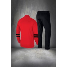 Poseidon Storm Erkek Kırmızı Supra Penye Kumaş Fermuarlı Koşu Seti (S-3xl)