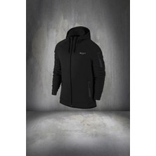 Poseidon Storm Erkek Siyah Supra Penye Kumaş Rahat Fermuarlı  Eşofman Takımı (S-3xl)