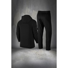Poseidon Storm Erkek Siyah Supra Penye Kumaş Rahat Fermuarlı  Eşofman Takımı (S-3xl)