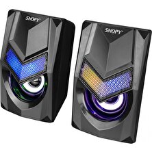 Snopy SN-X25 2.0 Multimedia Rgb Işıklı 3W*2 Siyah USB Speaker