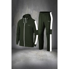 Poseidon Storm Erkek Haki Supra Penye Kumaş Rahat   Kapüşonlu Koşu Takımı (S-3xl)