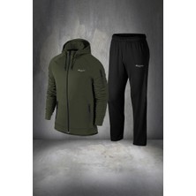 Poseidon Storm Erkek Haki Supra Penye Kumaş Rahat Kapüşonlu  Eşofman Takımı (S-3xl)