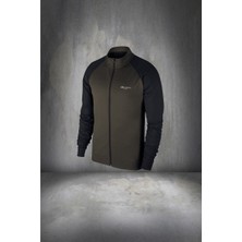 Poseidon Storm Büyük Beden Erkek Haki Supra Penye Kumaş Rahat Fermuarlı Koşu ve Yürüyüş Takımı (4xl- 10XL)
