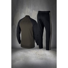 Poseidon Storm Büyük Beden Erkek Haki Supra Penye Kumaş Rahat Fermuarlı Koşu ve Yürüyüş Takımı (4xl- 10XL)