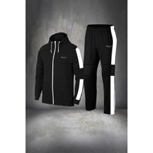 Poseidon Storm Büyük Beden Erkek Siyah Supra Penye Kumaş Rahat Cepli Eşofman Takımı (4xl- 10XL)