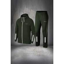 Poseidon Storm Büyük Beden Erkek Haki Supra Penye Kumaş Rahat Kapüşonlu Yürüyüş ve Koşu Takımı (4xl- 10XL)