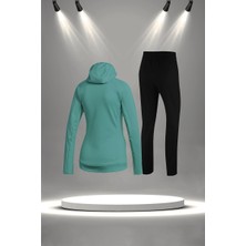 Poseidon Storm Kadın Su Yeşili Supra Penye Kumaş Fermuarlı Mevsimlik Eşofman (S-3xl)