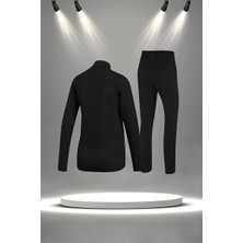 Poseidon Storm Kadın Siyah Supra Penye Kumaş Koşu ve Yürüyüş Için Rahat Eşofman Seti (S-3xl)