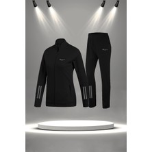 Poseidon Storm Kadın Siyah Supra Penye Kumaş Koşu ve Yürüyüş Için Rahat Eşofman Seti (S-3xl)