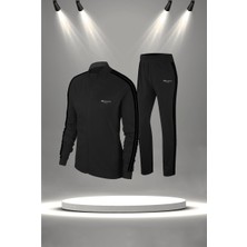 Poseidon Storm Kadın Siyah Supra Penye Kumaş Fit Regular Kalıp Yürüyüş Koşu Eşofman Seti (S-3xl)