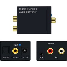 Aogo Optik Analog Çevirici 3.5 mm Aux Stereo Digital To Analog Rca Optik (In) Rca (Out)  Spdıf Coaxial Koaksiyel
