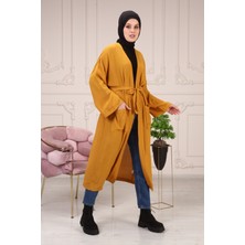 Kadın Çağla Kuşaklı Çift Cepli Kimono 5301